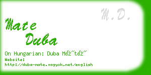 mate duba business card